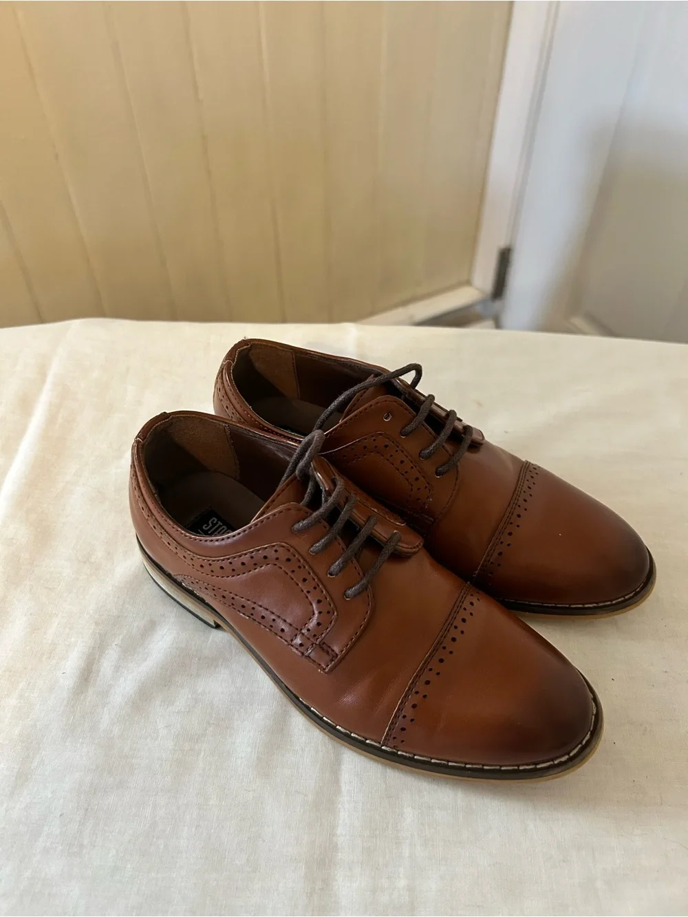 Stacy Adams Kids Dickinson Cap Toe Oxford Shoes/Cognac Brown/Size 12 M/EUC